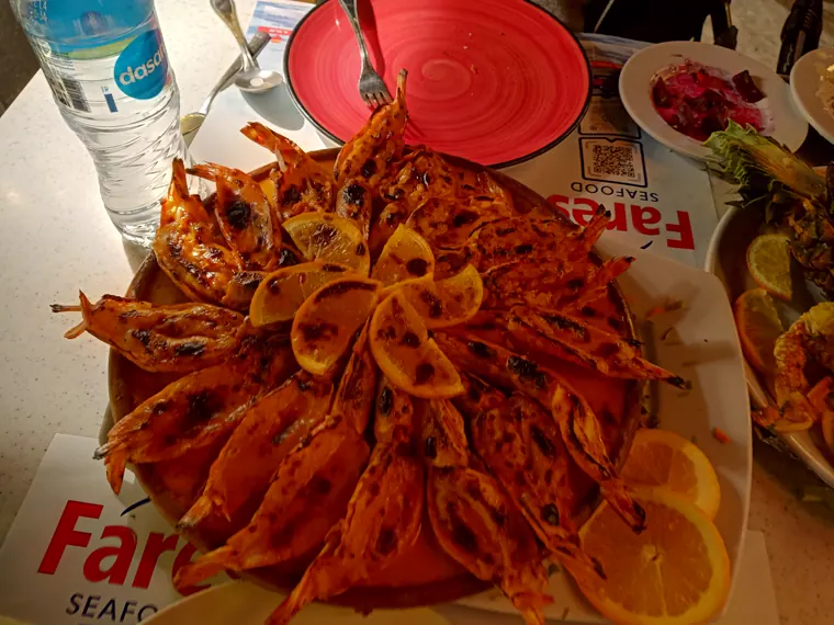 Seafood at a Cairo food stop